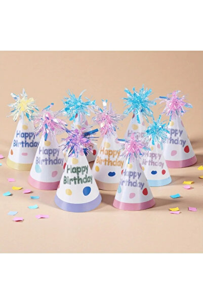 Choice MULTI 12 Pcs Macaron Color Fringe Party Hats - Disposable Paper Cone B...