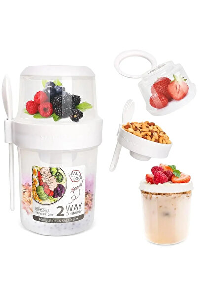 Choice White Salad Cup Breakfast Cups Portable Food Storage Bento Box Oatmeal...