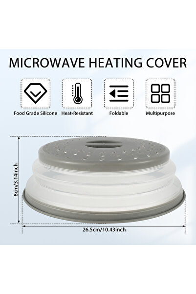 Choice 1PC Light Grey Microwave Splatter Cover 10.5inch Collapsible with Hand...