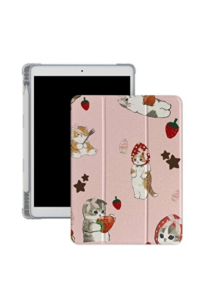 Choice جراب شفاف ثلاثي الطي بتصميم قطة فراولة كاواي لطيف، مقاس 9 أو 10.2 بوصة...