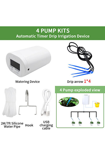 Choice1 مجموعة مضخات مكونة من 4 قطع لري النباتات والزهور، جهاز ري بالتنقيط، ر...