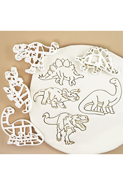 Choice 4 قطع - 854، 4 قطع من قوالب تقطيع بسكويت الديناصورات بتصميمات براكيوصو...