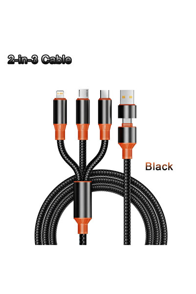 Choice كابل USB أسود بطول 1.2 متر، 3 في 1، من النوع C، متوافق مع هاتف iPhone ...