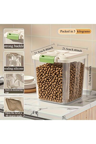 Choice صندوق تخزين طعام الحيوانات الأليفة محكم الإغلاق سعة 5 كجم مزود بعجلات ...