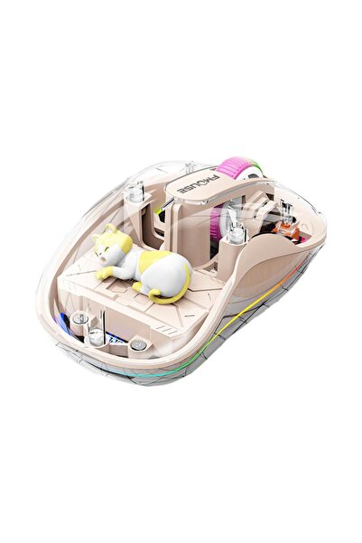 Choice1 دفتر ملاحظات بنكهة شاي الحليب، ماوس شفاف مضيء لاسلكي بتقنية بلوتوث، ش...