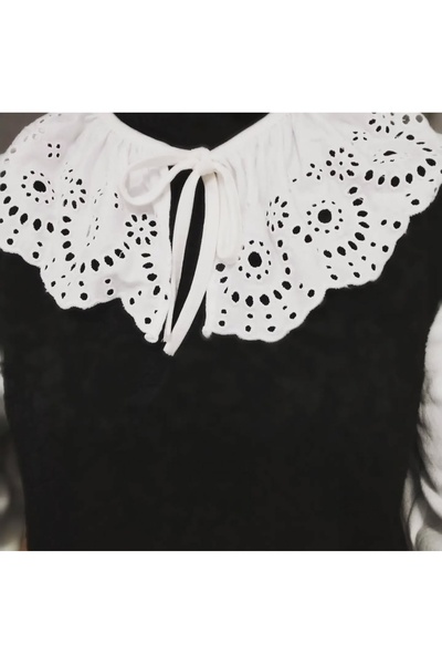 PL White Single-Layer Cotton Scalloped Collar