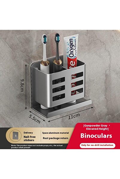 Choice رف تخزين ماكينة الحلاقة الرمادي المقاوم للصدأ، مقاس 11×9.8×5.5 سم، يُث...