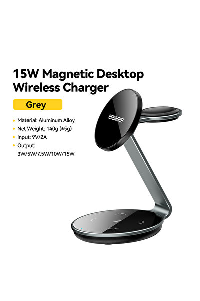 Choice1 حامل شاحن لاسلكي مغناطيسي 3 في 1 من إيساجر، أسود (بدون قابس)، لساعة آ...