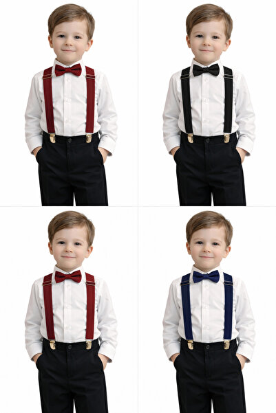 Monkabox Set za dečaka od 1 do 5 godina sa tregerima i leptir mašnom – Elegan...