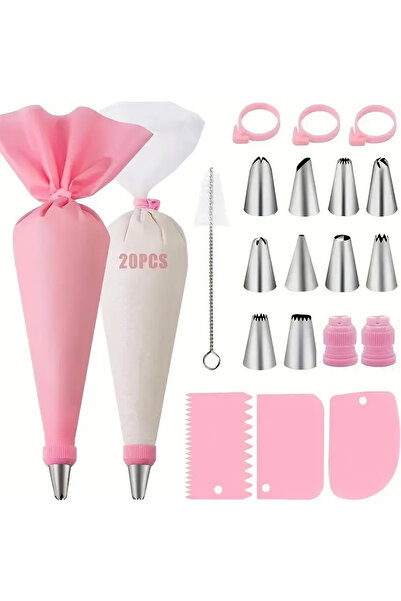 choice2 F07-40Pink 58pcs Silicone Piping Bags and Tips Set Cake DIY Decoratin...