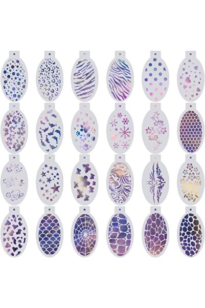 Choice AECH06-15525 24 Styles Face Paint Stencils Plastic Body Drawing Flower...