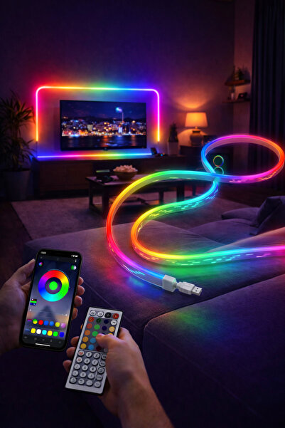 Beyazlux RGB Akıllı Pixel Neon LED Işık Seti 5Metre (Ses Algılama-Uygulama Ko...