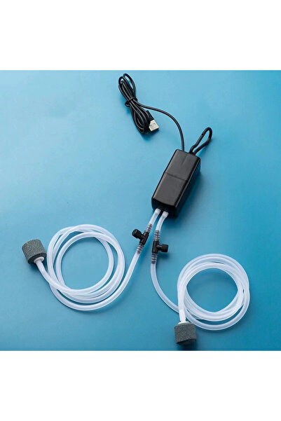 Choice3 مضخة هواء لحوض السمك بمنفذ USB مزدوج الفتحة، سوداء اللون، فائقة الهدو...
