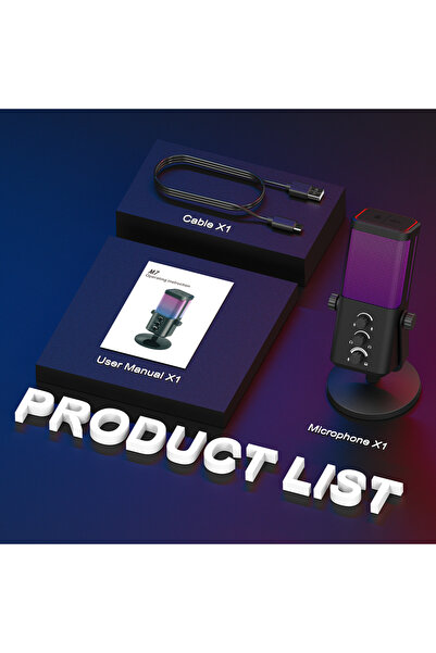 Choice ميكروفون ألعاب ديناميكي احترافي مزود بإضاءة RGB برتقالية، مناسب للاستو...