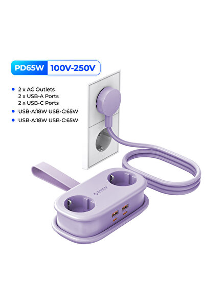 choice2 Orico EU Plug EU plug Purple ORICO Cable-Wrap Portable Travel Power S...