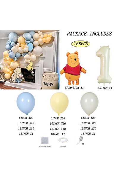 Choice بالونات أخرى رقم 1 - 168 قطعة من بالونات ويني الدب الكرتونية على شكل ق...