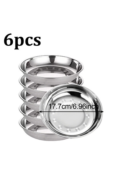 choice2 6pcs-17.7cm 6-pcs Stainless Steel Round Plate，Camping Metal Dinner Pl...