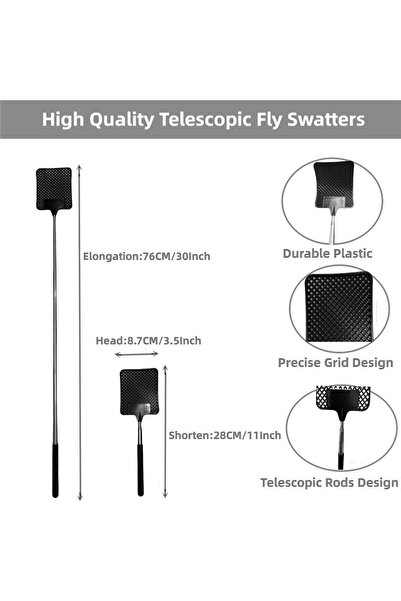 Choice مضرب ذباب تلسكوبي واحد، مصنوع من البلاستيك المتين شديد التحمل، مزود بأ...