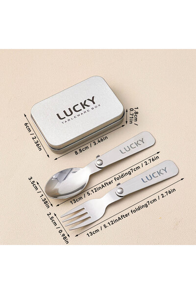 Choice طقم أدوات مائدة لاكي ستايل مكون من 3 قطع بتصميم كرتوني، قابل للطي والح...