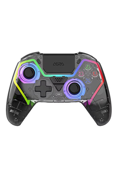 Choice وحدة تحكم ألعاب بلوتوث شفافة سوداء بإضاءة RGB لأجهزة PS5/PC/iOS/Androi...