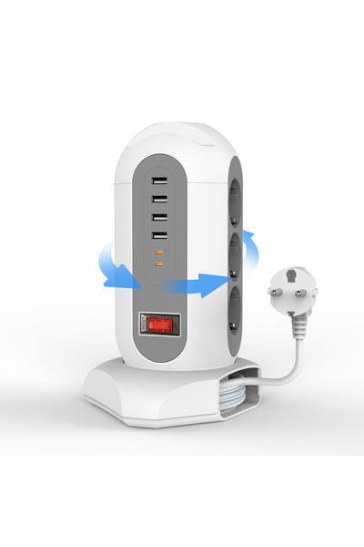 Choice1 1.6m white Power Strip Sket EU Plug 9 AC 1.65m Extension Cord Multita...