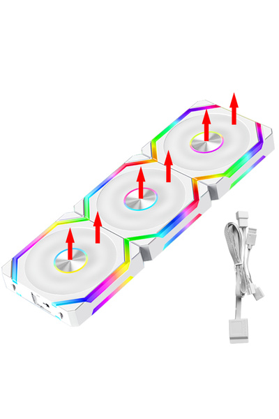 Choice4 3 مراوح يحافظ على البرودة بيضاء عكسية من نوع JUMPEAK HS120 Halo ARGB ...