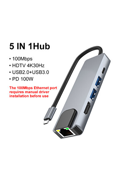 Choice موزع USB-C متعدد المنافذ 5 في 1 بسرعة 100 ميجابت/ثانية، و8 في 1، ومحول...