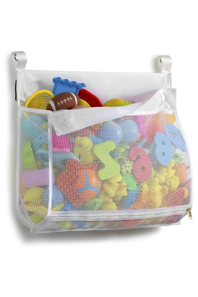 Choice1 حقيبة تخزين معلقة بيضاء اللون لتنظيم ألعاب الاستحمام للأطفال، مزودة ب...