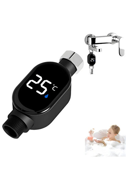 Choice1 قطعة واحدة من ترمومتر مياه الحمام المنزلي بشاشة LED سوداء لقياس دقيق ...