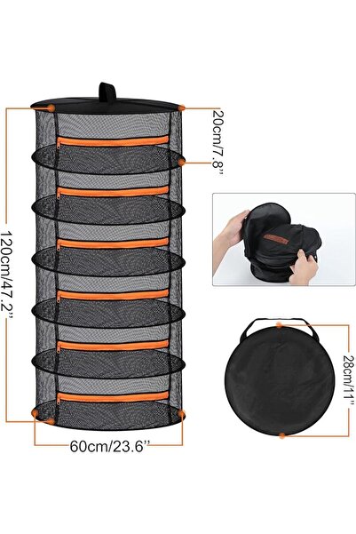 Choice3 رف تجفيف أعشاب أسود بست طبقات بطول قدمين، سلة تجفيف شبكية قابلة للطي ...