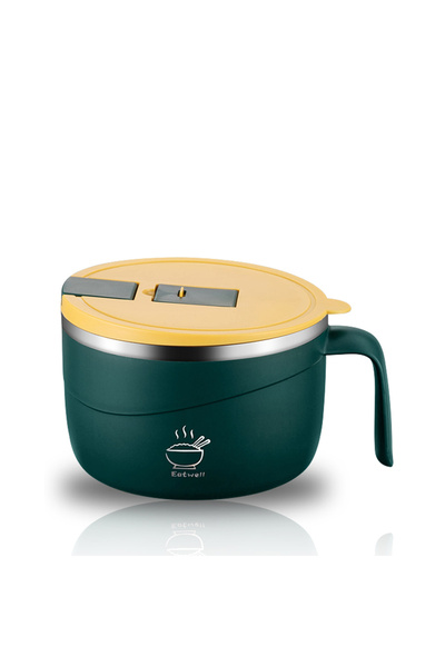 choice2 وعاء أخضر من الفولاذ المقاوم للصدأ مع غطاء، مناسب لتحضير النودلز سريع...