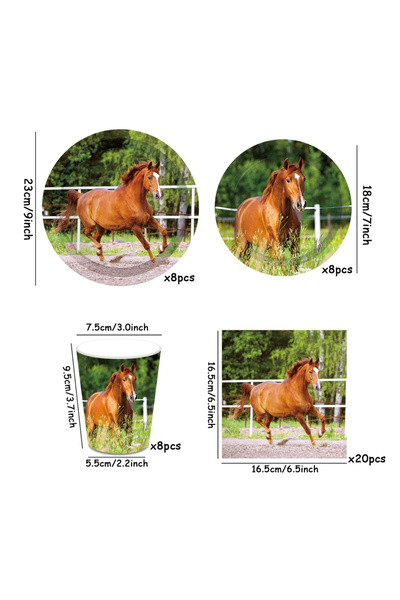 Choice 44 قطعة من أدوات المائدة الورقية للاستخدام مرة واحدة لحفلات الخيول، تت...