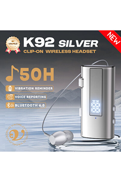 Choice سماعة أذن لاسلكية للأعمال من نوع vaorlo K92 فضية اللون، تعمل بتقنية بل...