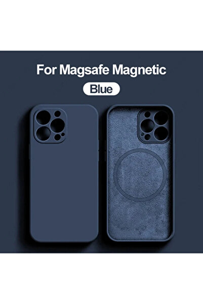 Choice جراب سيليكون سائل أصلي أزرق اللون، مزود بمغناطيس، لهاتف آيفون 14 برو، ...