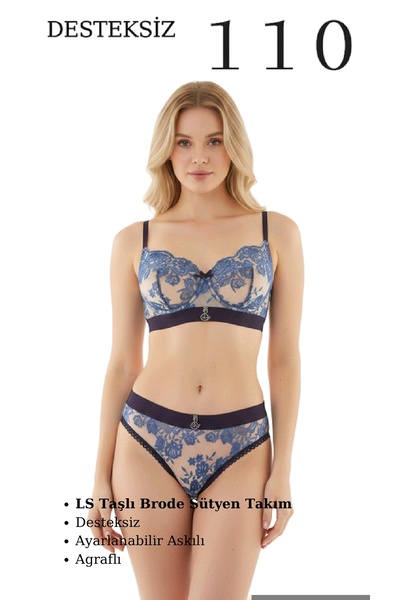 CHARM Tılsım Lingerie Women's Ls Tash Brode Bra Set
