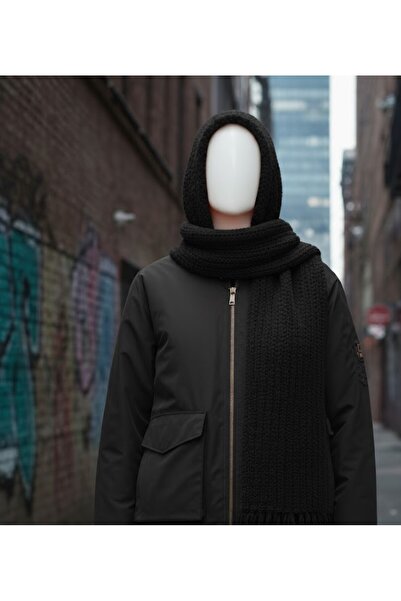 METUZA El Örmesi Yumuşak Kadife Dokulu Siyah Renk Balaklava-Kadın Birleşik At...