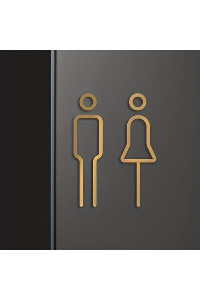 Choice1 لوحة إرشادية للمرحاض باللون الذهبي والأسود، مصنوعة من النحاس، تُثبّت ...