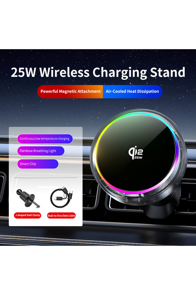 Choice شاحن لاسلكي VIKEFON أسود بتقنية Qi2، حامل هاتف عالمي للسيارة مزود يحاف...