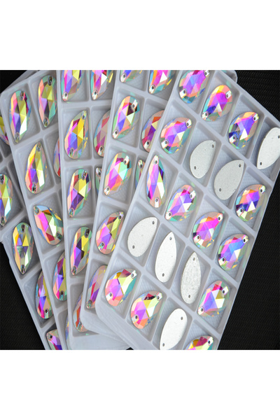 Choice6 10x14mm 36pcs All Sizes Glass Crystal Teardrop Sew On Stone Flatback ...