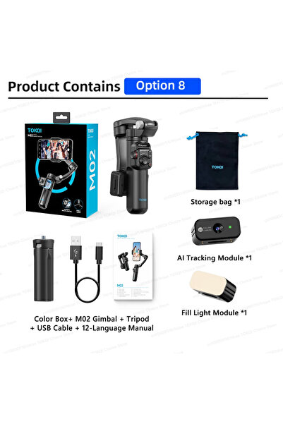 Choice8 إضافة مجموعة - الخيار 8: مثبت جيمبال يدوي ثلاثي المحاور لأجهزة iPhone...