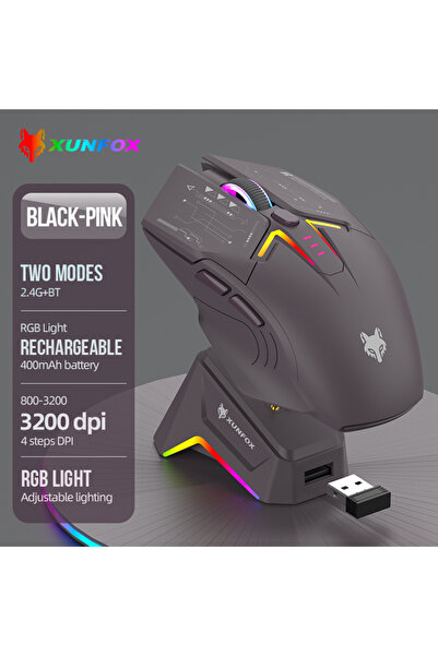 Choice ماوس H2 اللاسلكي ثنائي الوضع بتقنية بلوتوث من XUNSVFOX، مزود بإضاءة RG...