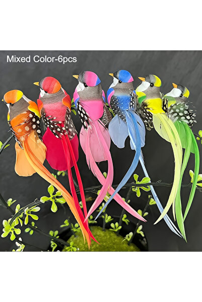 Choice Mixed Color-6pcs 6pcs Vibrant Artificial Birds with Long Tails Colorfu...