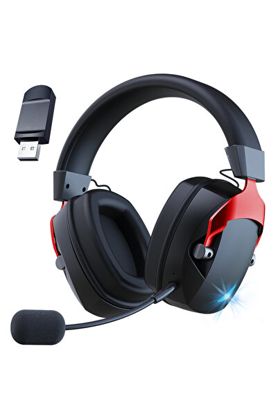 choice2 سماعة ألعاب لاسلكية باللونين الأسود والأحمر مع ميكروفون قابل للفصل بخ...