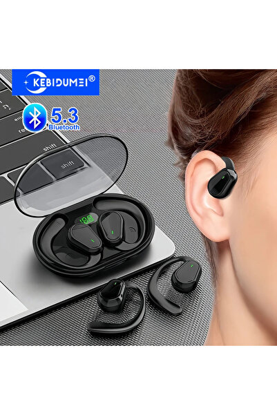 Choice سماعات أذن KEBIDUMEI السوداء بتقنية البلوتوث 5.3، سماعات أذن مفتوحة مع...