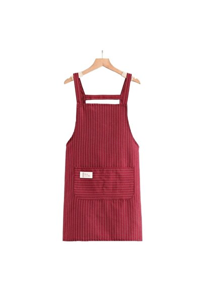 Choice1 مريلة مطبخ قطن حمراء أنيقة مقاومة للتآكل، مناسبة للتنظيف، زي عمل للمطاعم