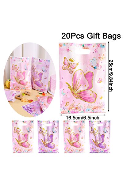 choice2 20pcs 10/20/50pcs Pink Purple Butterfly Gift Bags Flower Candy Cookie...