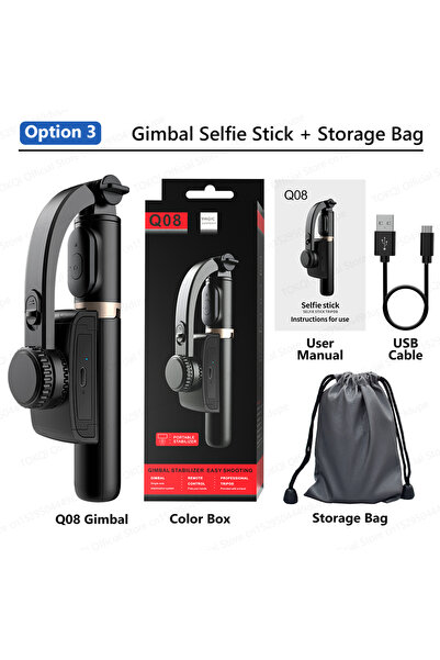Choice1 الخيار 3 Q08 مثبت جيمبال محمول باليد، عصا سيلفي محمولة مع جهاز تحكم ع...