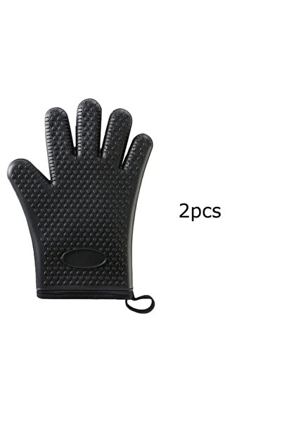 Choice قطعتان من قفازات الفرن المصنوعة من السيليكون الأسود المقاوم للحرارة، م...