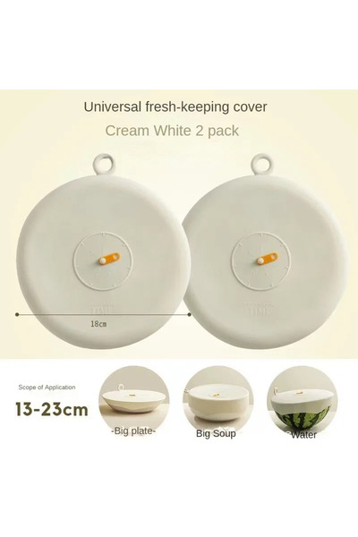 Choice 2Pcs White-L Silicone Crisper Lid High Temperature Resistant Round 3-P...