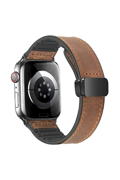 Choice25 سوار ساعة من جلد البني الداكن، متوفر بأحجام 42، 44، 45، 46، و49 مم، ...